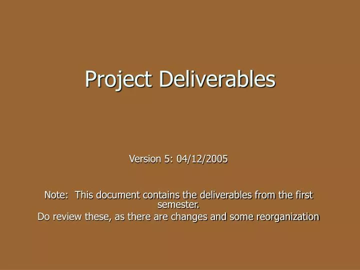 project deliverables