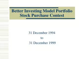 Better Investing Model Portfolio Stock Purchase Contest