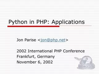 Python in PHP: Applications