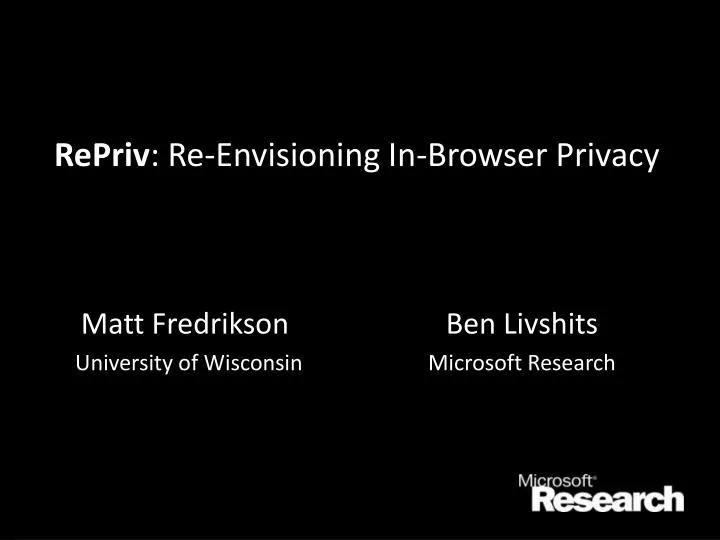 repriv re envisioning in browser privacy