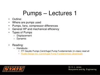 Pumps – Lectures 1