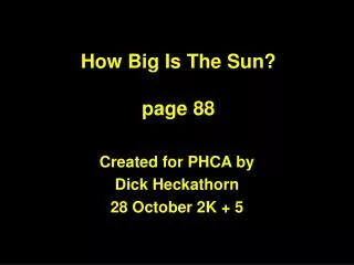 How Big Is The Sun? page 88