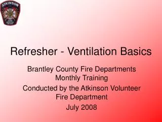 Refresher - Ventilation Basics