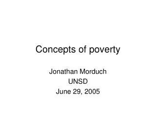 Concepts of poverty