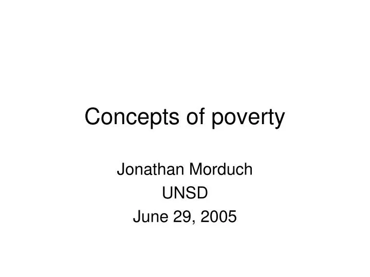 concepts of poverty