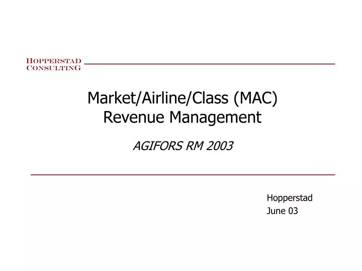 market airline class mac revenue management agifors rm 2003