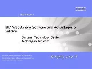 IBM WebSphere Software and Advantages of System i