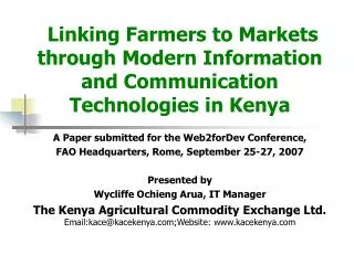 Linking Farmers to Markets through Modern Information and Communication Technologies in Kenya