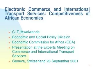 Electronic Commerce and International Transport Services: Competitiveness of African Economies
