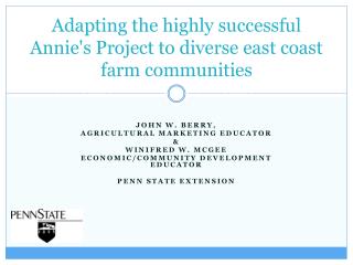 Adapting the highly successful Annie's Project to diverse east coast farm communities