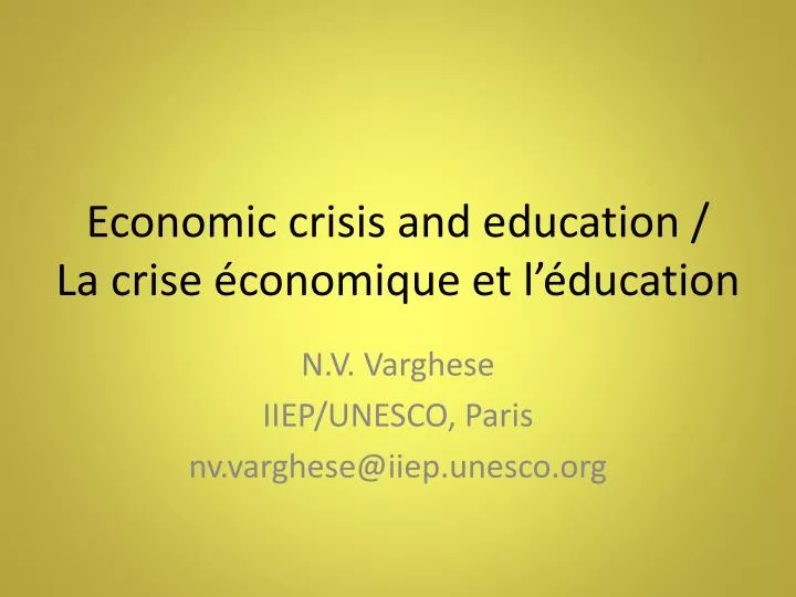economic crisis and education la crise conomique et l ducation