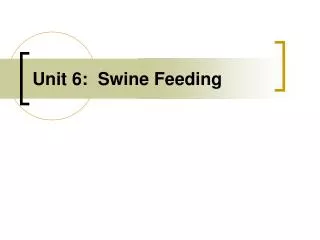 Unit 6: Swine Feeding