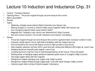 Lecture 10 Induction and Inductance Chp. 31