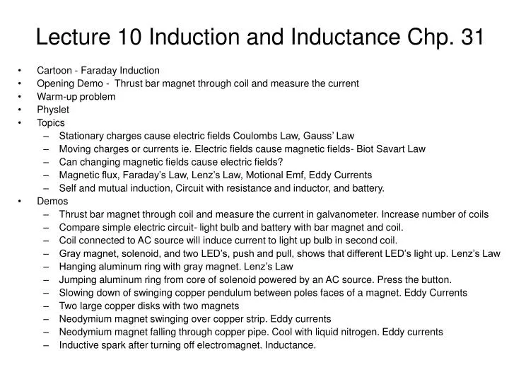 lecture 10 induction and inductance chp 31