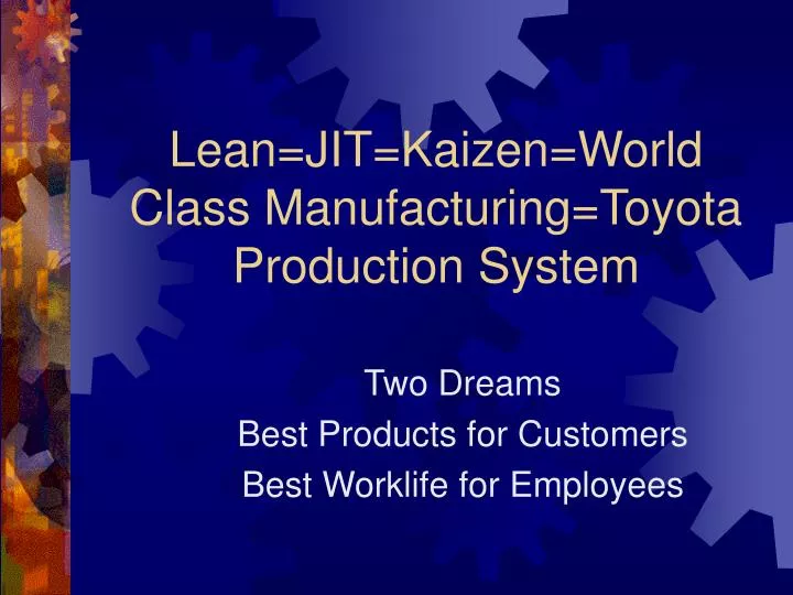 lean jit kaizen world class manufacturing toyota production system
