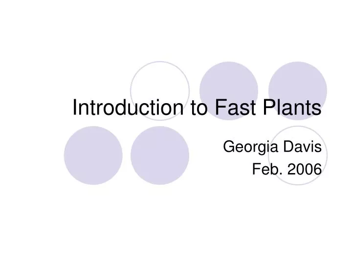 introduction to fast plants