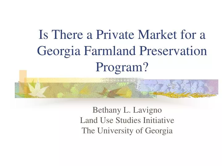 is there a private market for a georgia farmland preservation program
