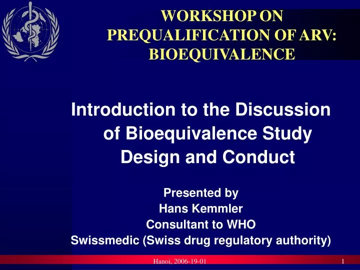 workshop on prequalification of arv bioequivalence