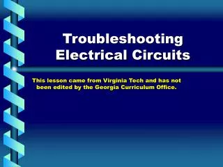 Troubleshooting Electrical Circuits