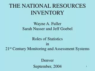 THE NATIONAL RESOURCES INVENTORY