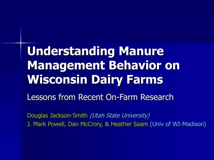 understanding manure management behavior on wisconsin dairy farms