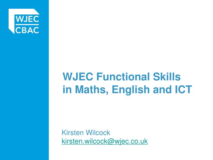 wjec functional skills in maths english and ict