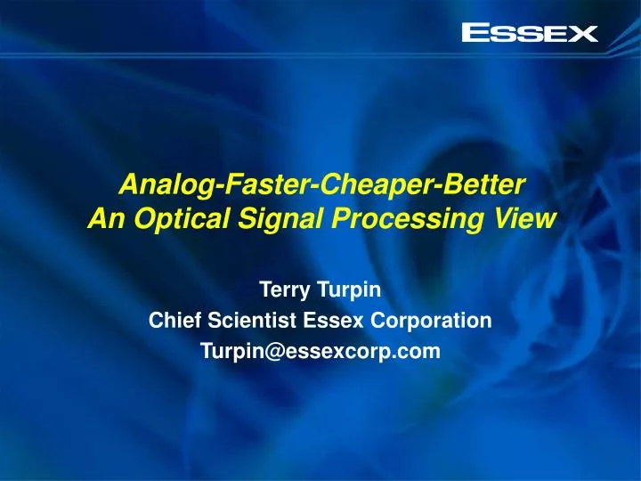 analog faster cheaper better an optical signal processing view