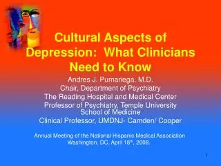 Cultural Aspects of Depression: What Clinicians Need to Know