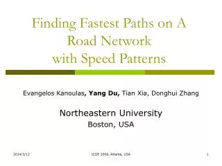 Finding Fastest Paths on A Road Network with Speed Patterns