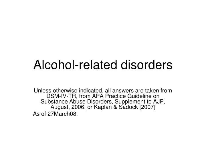 alcohol related disorders
