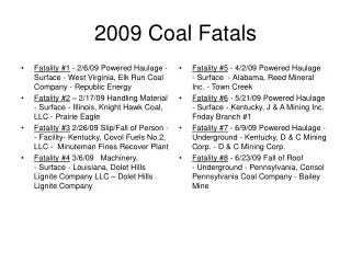 2009 Coal Fatals