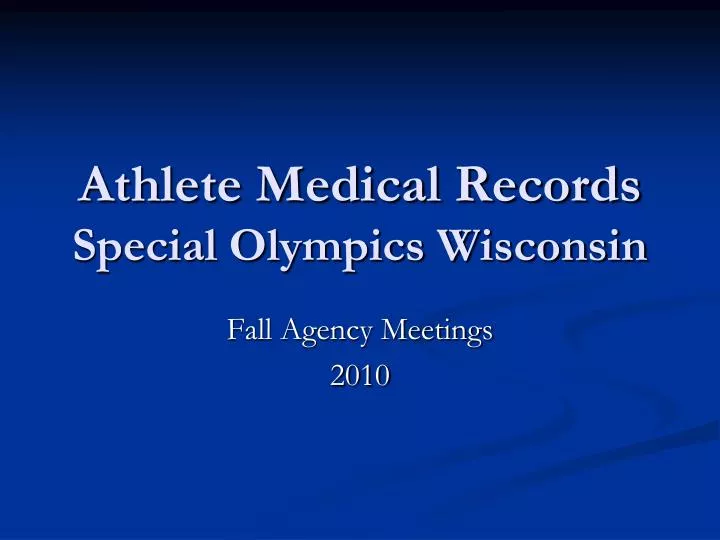 athlete medical records special olympics wisconsin