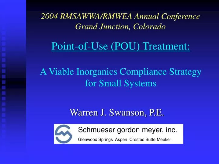 point of use pou treatment a viable inorganics compliance strategy for small systems