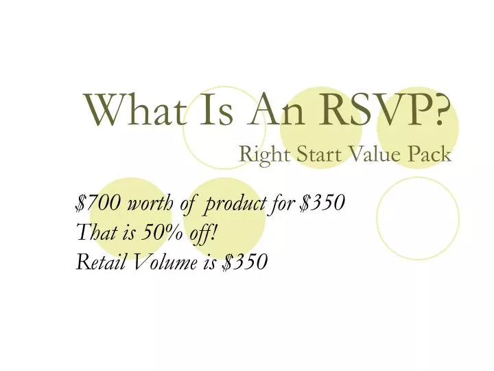 what is an rsvp right start value pack