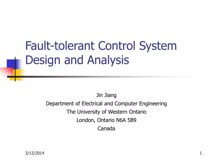 fault tolerant control system design and analysis