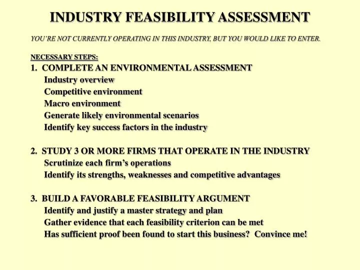 industry feasibility assessment