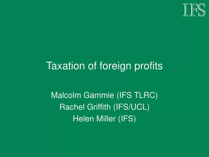 taxation of foreign profits