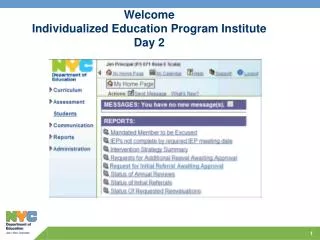 Welcome Individualized Education Program Institute Day 2