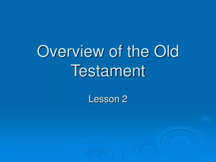 overview of the old testament