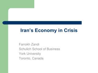 Iran’s Economy in Crisis