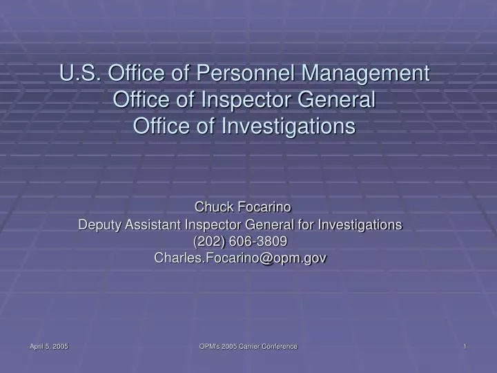 u s office of personnel management office of inspector general office of investigations