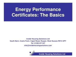 Energy Performance Certificates: The Basics