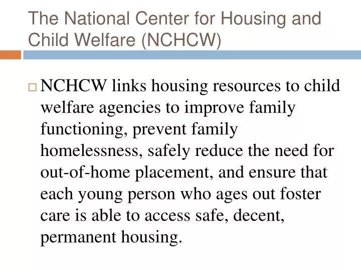 the national center for housing and child welfare nchcw