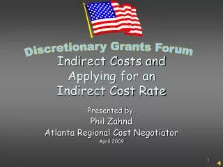 Indirect Costs and Applying for an Indirect Cost Rate