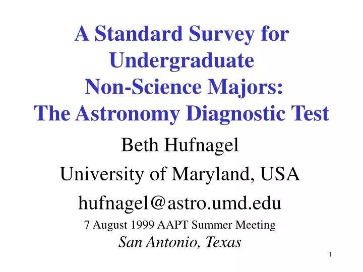 a standard survey for undergraduate non science majors the astronomy diagnostic test