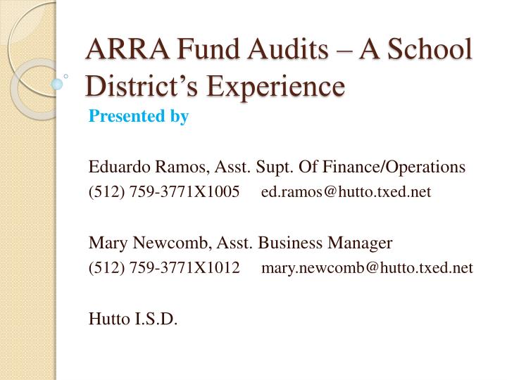 arra fund audits a school district s experience