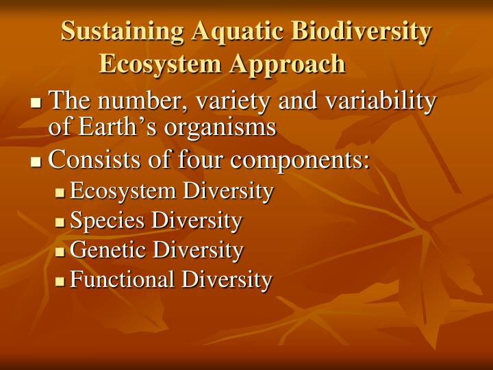 sustaining aquatic biodiversity ecosystem approach