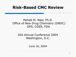 Risk-Based CMC Review