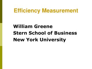 Efficiency Measurement