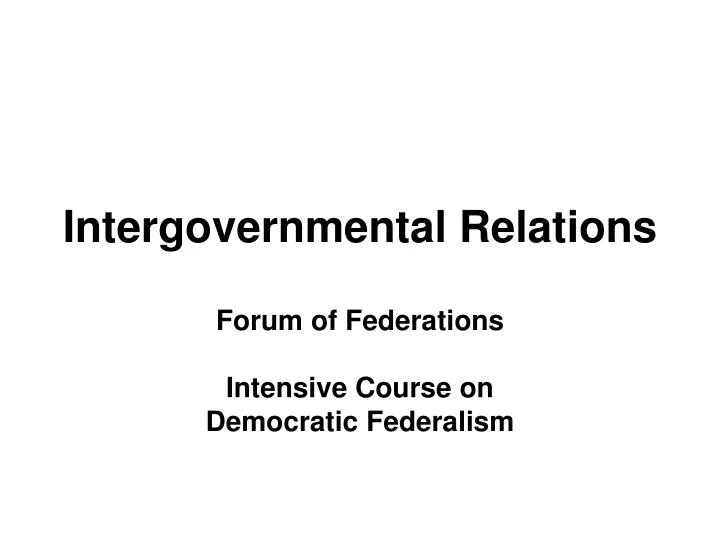 intergovernmental relations